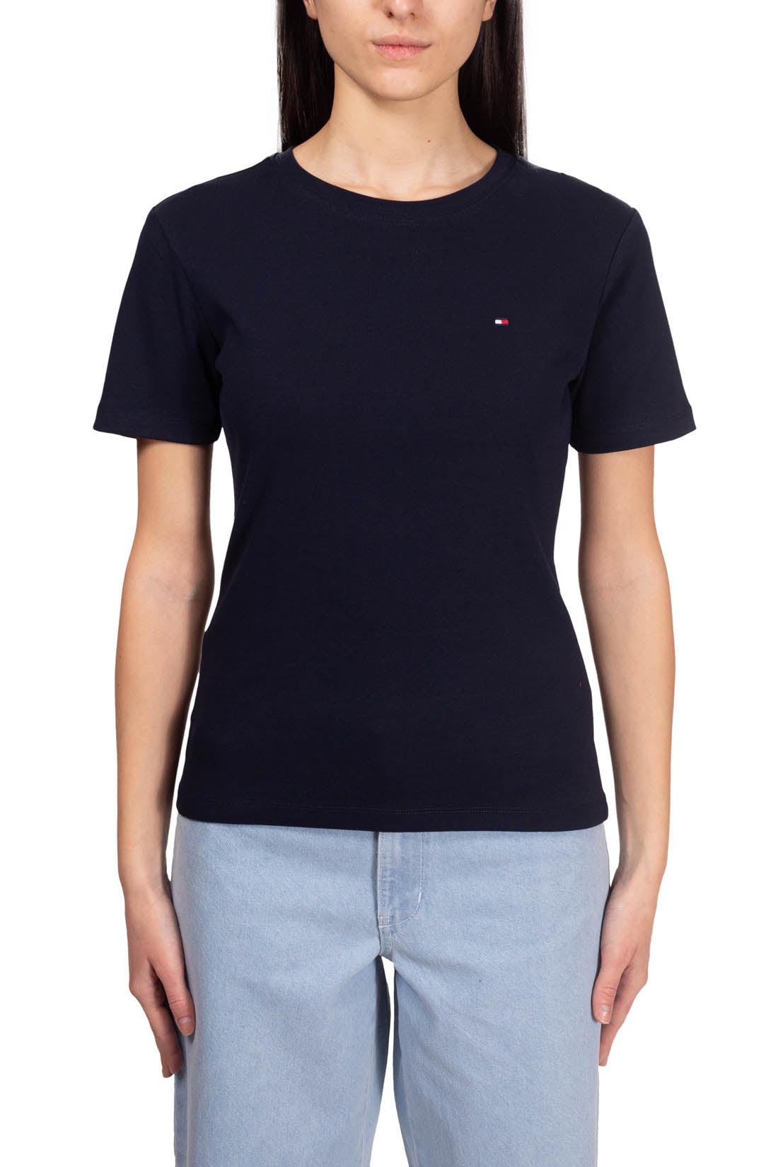 TOMMY HILFIGER - Women's slim logo T-shirt  - Size L-9
