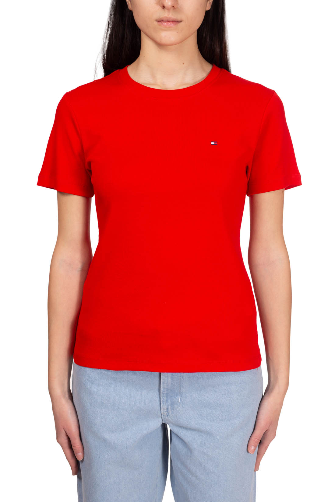TOMMY HILFIGER - Women's slim logo T-shirt  - Size L-25