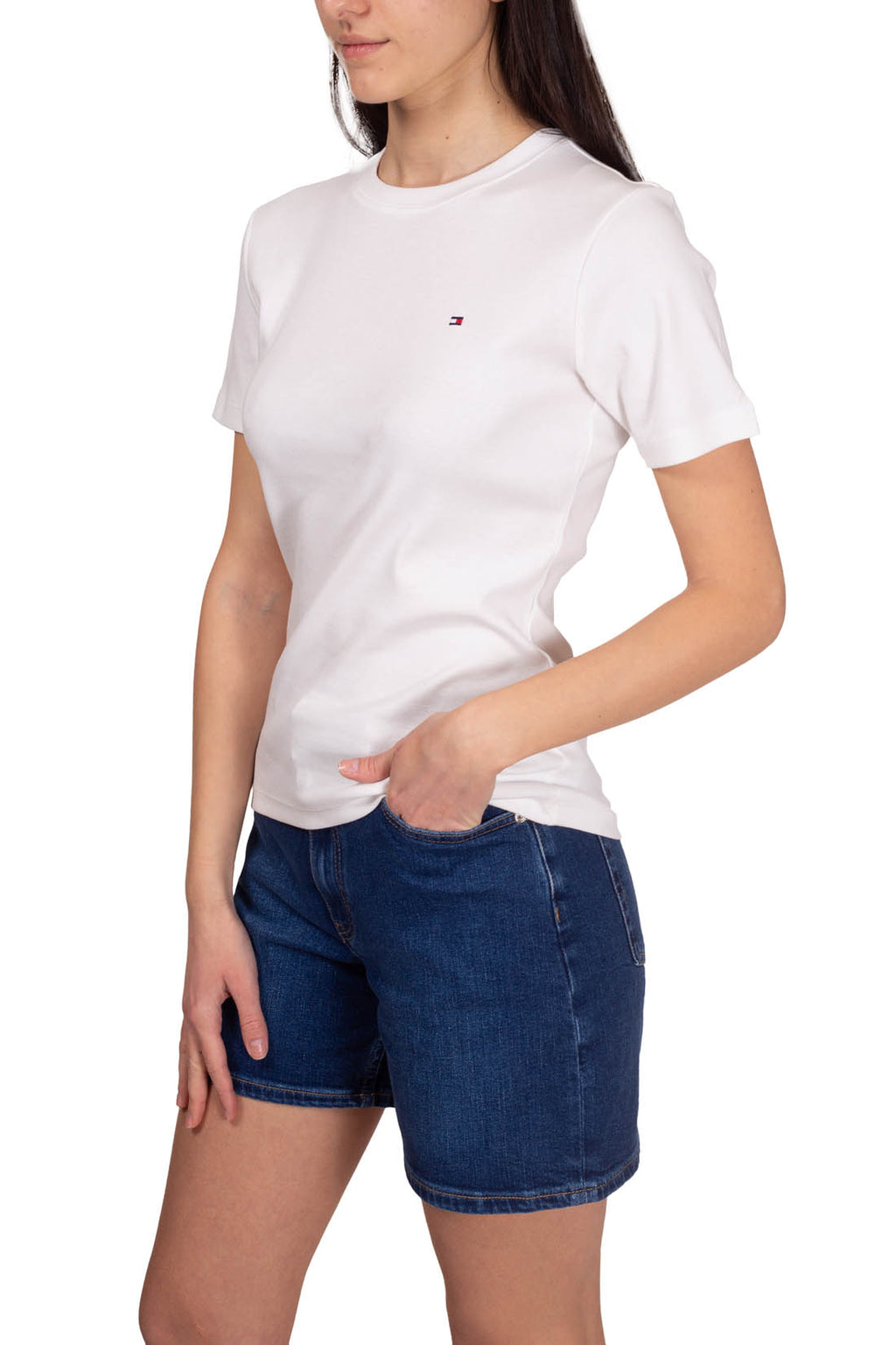 TOMMY HILFIGER - Women's slim logo T-shirt  - Size L-35