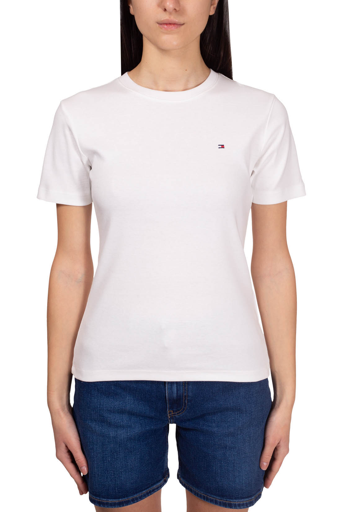 TOMMY HILFIGER - Women's slim logo T-shirt  - Size L-29