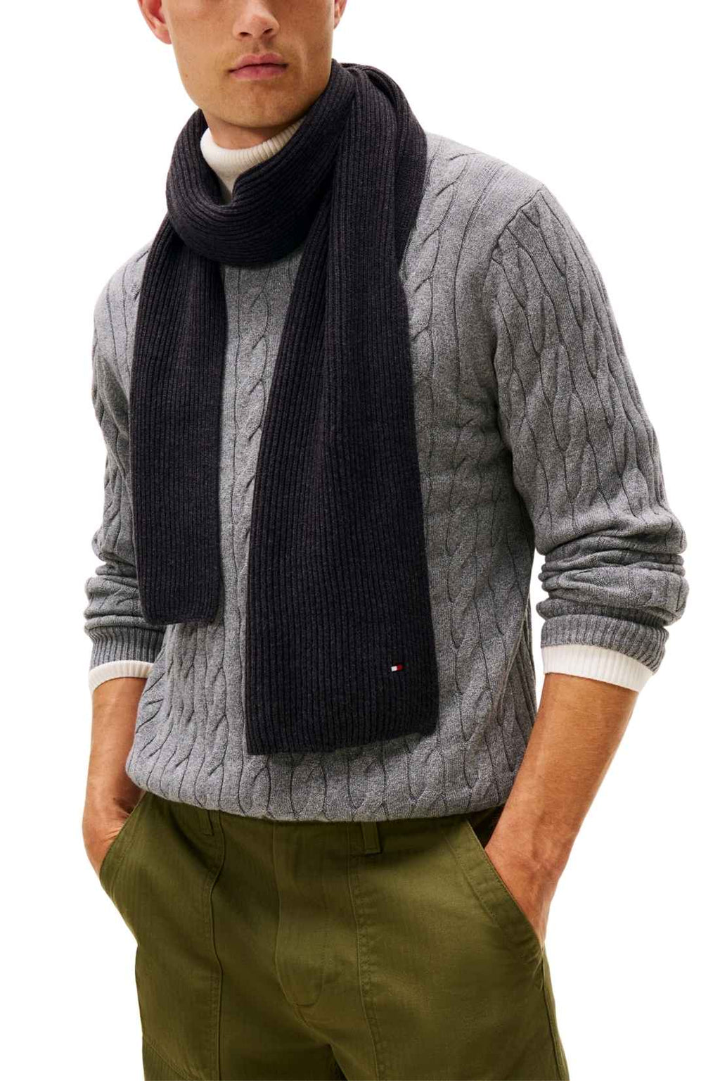TOMMY HILFIGER - Men's ribbed scarf with logo-1