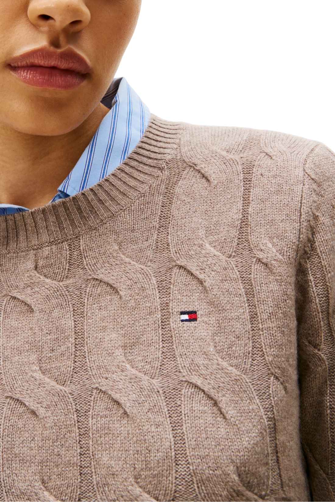 TOMMY HILFIGER - Women's cable pullover in recycled wool - Size L-3